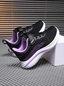 1 Par De Tênis Esportivos Respiráveis De Malha Para Meninas, Tênis De Corrida Leves Com Sola Macia E Design De Corte Baixo Para Crianças