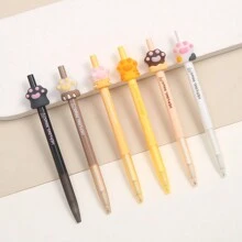 3入組隨機可愛的貓爪0.5mm黑色凝膠筆,壓力式原子筆,適用於學校和辦公室文具 - 彩色 - 查看 3