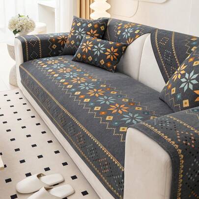 1 chiếc đệm ghế sofa chống trượt phong cách Bohemian hiện đại tối giản mọi mùa, vỏ bọc ghế sofa, chống bụi, có thể giặt bằng máy, tấm bảo vệ ghế sofa, chất liệu vải nhung thích hợp cho phòng ngủ, văn phòng, phòng khách, ghế sofa hình chữ L và ghế 1/2/3/4 chỗ ngồi