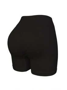 4pcs Women's High Waist Moisture Wicking Solid Color Seamless Sports Shorts, For Everyday Wear