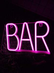 1 đèn LED màu hồng BAR Neon, treo tường, dùng pin/USB, đèn trang trí cho lễ hội, tiệc tùng, quầy bar, trưng bày, trang trí phòng ngủ - Hồng - Xem 5