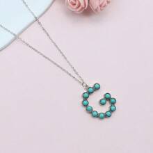 Turquoise Letter Pendant Necklace