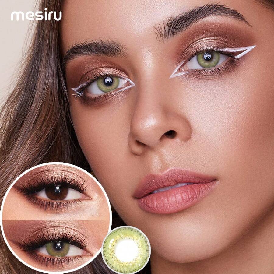 1 Cặp Kính Áp Tròng Màu Mềm Trang Điểm 14.5mm Dùng Một Lần Trong 1 Năm 2 Chiếc Kính Áp Tròng Mắt Chất Lượng Cao - màu xanh lá - Xem 1