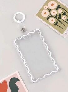 1pc Card Holder And 1pc Key Ring Transparent Creative Acrylic Card Holder Student Campus Card Meal Card Protective Cover Key Ring, Office Supplies, School Supplies, Home Supplies, Back To School Gift Photo Badge Holder Card Holder Wallet Business Card Holder Credit Card Holder Id Card Holder Women For Women Card Wallet - White - View 1