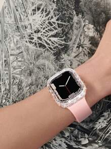 1个透明时尚闪亮水晶钻石双用途防摔超薄钢化玻璃保护壳，兼容 38/40/41/42/44/45/46mm，兼容 Series SE/11/10/9/8/7/6/5/4/3/2/1，智能手表保护壳配件 - 無色 - 查看 7