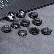 Apexel 10合1手機鏡頭套裝,通用廣角、微距、偏光鏡、望遠鏡、魚眼鏡頭,適用於大部分智慧型手機,手機鏡頭套裝魚眼廣角望遠鏡微距手機鏡頭 - 黑色 - 查看 10