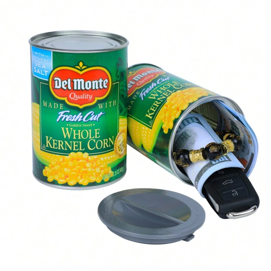 Hidden Compartment Diversion Safe Stash Can Secret Hiding Container Tin Kitchen Cupboard Hide Cash Keys Cards Or Other Valuables - Corn - Multicolor - View 1