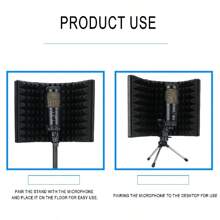 Microphone Isolation Shield, Foldable Mic Shield With Triple Sound Insulation Podcasts, Singing, And Broadcasting - S - View 6