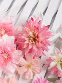 21/42pcs Pink Floral Material Pack, Suitable For Decoration - Pink - View 4