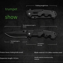 1pc Mini Outdoor Folding Knife With High Hardness For Camping, Survival, Picnic, Hiking And Pocket Use Pocket Knife - Black - View 3