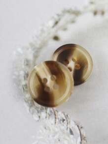 20pcs/Pack Light Khaki Resin Button, Mixed Flower Pattern, Durable And Suitable For Casual Clothes & Coat Button Decoration - Beige - View 6