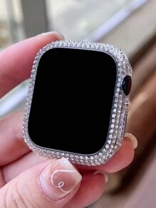 1个透明时尚闪亮水晶钻石双用途防摔超薄钢化玻璃保护壳，兼容 38/40/41/42/44/45/46mm，兼容 Series SE/11/10/9/8/7/6/5/4/3/2/1，智能手表保护壳配件 - 無色 - 查看 3