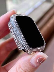 1个透明时尚闪亮水晶钻石双用途防摔超薄钢化玻璃保护壳，兼容 38/40/41/42/44/45/46mm，兼容 Series SE/11/10/9/8/7/6/5/4/3/2/1，智能手表保护壳配件 - 無色 - 查看 4