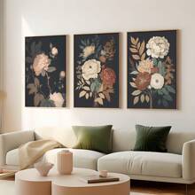 3 bức tranh nghệ thuật treo tường hoa tối màu cổ điển hình ảnh Moody Cottagecore Flora Canvas in tranh thực vật áp phích trang trí trừu tượng hiện đại cho phòng ngủ, phòng khách không có khung - Nhiều màu - Xem 4