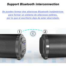 Barra de Sonido inalámbrica, Audio de sobremesa para TV en Interiores, Audio para Exteriores, Audio de Doble Canal, subwoofer Integrado para Ordenador, TV, Radio - Negro - Ver 4