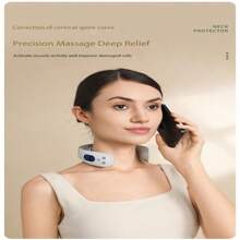 1入智能可充電頸部按摩器,可調節1-16級強度,帶熱功能,脈衝按摩適用於頸椎、肩膀和頸部,身體,家用便攜按摩器 - 白色 - 查看 2