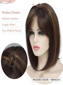 7*7英寸大小的假髮,用大基底覆蓋薄髮或掉髮部位,限女性使用,短髮假髮搭配呈現塗染效果的棕色頭髮。 - 查看 2
