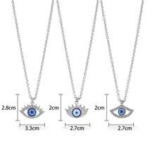 Một bộ ba chiếc vòng cổ mặt dây chuyền hợp kim mắt xanh Türkiye đa năng mạ bạc - phong cách một - Xem 3