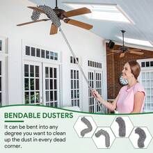 Feather Duster For Cleaning Extendable Dusters 30-100 Inch Telescopic Extension Pole Blind Cleaner Long Handled Microfiber Chenille Duster For Cobwebs High Ceilings Cars Furniture Clean - Grey - View 6