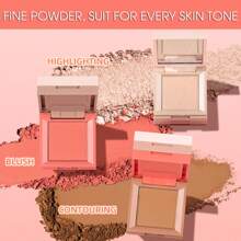 UCANBE 5 Colors Face Blusher Palette Waterproof Matte Long Lasting Lightweight Blush Powder Pink Coral Blushing Pallet With Brush Mirror Women Makeup Gift Set Kit