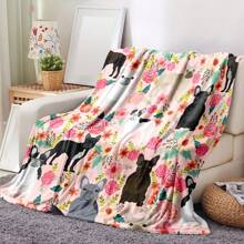 1 Miếng Flannel Ném cái mền , Hoa Và Chó Chăn , Retro Lá thư Con tem Nhẹ Mềm mại Ấm áp Chăn , PASTORAL Thân thiện Sang trọng Tất cả các mùa phổ cập Chăn Cho Giường Đi văng Ô tô/xe hơi Văn phòng - Nhiều màu - Xem 2