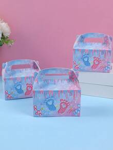 4入組手提禮盒，方底糖果袋，揭曉性別聚會手提糕點盒蛋糕盒，糕點零食袋，假日生日聚會小禮品，烘焙店用品，包裝盒 - 彩色 - 查看 1