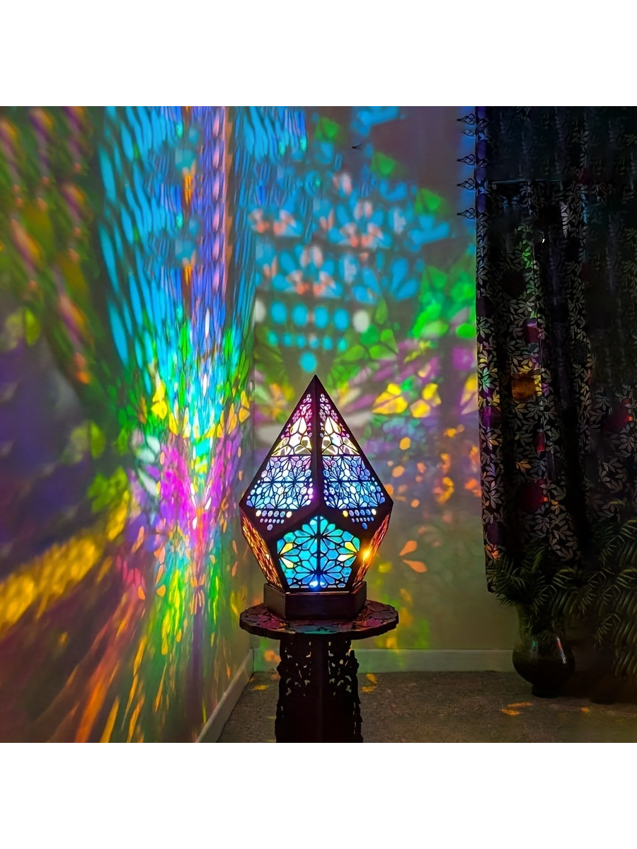 1 Pieza Luz Nocturna De Estilo Bohemio, Lámpara De Mesa Romántica 3d Led, Lámpara De Fiesta Diy De 7 Colores, Decoración Navideña Colorida Para Decoración De Ambiente, Regalo De Decoración De Bodas Y Festivales Con Estrellas De Diamantes
