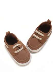 嬰兒男童0-1歲杏色低頂休閒運動鞋,透氣防滑 - 棕色 - 查看 4
