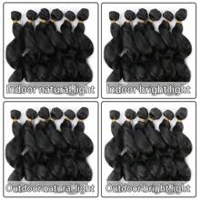 鬆散深波浪束合成髮織物束 6入組束合成髮擴展套件 長度14英寸 女性適用 - 黑色 - 查看 8