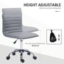 Vinsetto Adjustable Swivel Office Chair With Armless Mid-Back In PU Leather And Chrome Base - Light Grey - View 4