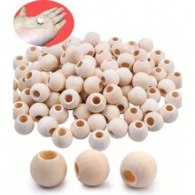 100pcs 12mm Large Hole Natural Wood Beads For Bag Charms Christmas Garlands Photo Clips DIY Craft Home Decor Easy Stringing Supplies ,Unfinished Wooden Bead Assortment With Extra Wide Holes Perfect For Keychains Gift Tags Wall Hangings And Holiday Ornaments Bulk Crafting Materials - Beige - View 1