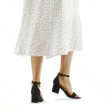 Women 2.25 In Chunky Low Heels Open Toe Block Heeled Dress Ankle Strap Pump Wedding Sandals - 黑色 - 查看 6