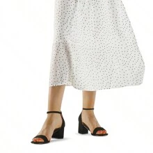 Women 2.25 In Chunky Low Heels Open Toe Block Heeled Dress Ankle Strap Pump Wedding Sandals - 黑色 - 查看 5