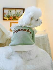 1 Quần Áo Thú Cưng Cho Chó Và Mèo, Trang Phục Mới Cho Thú Cưng Mùa Xuân Và Hè, Quần Áo Hai Chân Cổ Ren Và Áo Thiết Kế Bánh Thêu - Xanh Lá - màu xanh lá - Xem 3