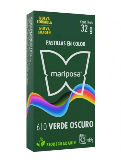 COLORANTE DE TELAS PASTILLA VERDE OSCURO MARIPOSA 610 3251