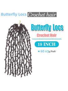 1PC 14 Inch Butterfly Locs Crochet Hair Long Distressed Faux Braids Hair Pre-Looped Synthetic Crochet Soft Locs  Goddess Locs Hair Extensions - Black - View 2