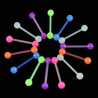 10-Color Luminous Tongue Piercing, Acrylic Tongue Ring, Anti-Allergy Tongue Stud - Best Gift For Birthday, Christmas, Anniversary, Valentine's Day, Wedding, Career, Dance Party, Halloween Party, Etc.,Mom,Mother,Mother's Day,Gift