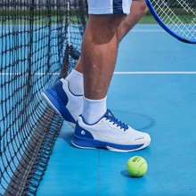 FitVille Wide Pickleball Shoes For Men Tennis Shoes Sneakers For All Court Racquetball Athletic Shoes For Racquet Sport | Arch Support & Wide Toe Box - Blue and White - View 3