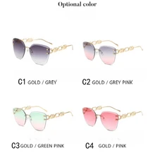 1 chiếc kính thời trang không gọng hình chữ nhật mới dành cho phụ nữ, kính thời trang cổ điển rỗng dây xích trang phục thanh lịch cho kỳ nghỉ hè trên bãi biển, ngoài trời, du lịch - Nhiều màu - Xem 2