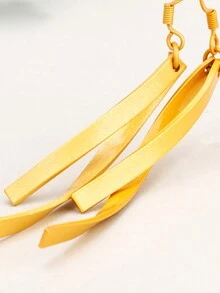 1 đôi Retro & Phong cách tối giản Mờ Sợi dây & Thiết kế tua Hoa tai , NỮ , Lý tưởng Sự lựa chọn Cho Ngày Lễ Tình Nhân Và Quà sinh nhật - Vàng - Xem 5