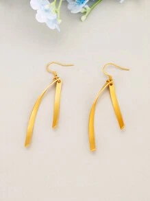 1 đôi Retro & Phong cách tối giản Mờ Sợi dây & Thiết kế tua Hoa tai , NỮ , Lý tưởng Sự lựa chọn Cho Ngày Lễ Tình Nhân Và Quà sinh nhật - Vàng - Xem 3