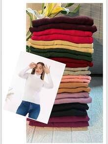 Women Knit Tops - 酒紅色 - 查看 2