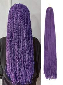 Long Micro 3X Pre-Looped Synthetic Purple Zizi Braids 1 Pack/Lot 24 Inch Thin Small Box Braid Crochet Twisted Hair Synthetic Braiding Hair Extension - Purple - View 1