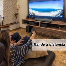 Barra de Sonido inalámbrica, Audio de sobremesa para TV en Interiores, Audio para Exteriores, Audio de Doble Canal, subwoofer Integrado para Ordenador, TV, Radio - Negro - Ver 2