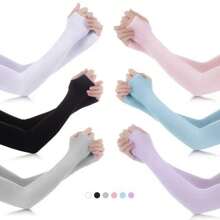 1 Máy Tính Unisex Bảo Vệ Cánh Tay Nữ Tay Ấm Nữ Nam Thể Thao Tay Áo Nắng Bảo Vệ Tia UV Tay Bao Hỗ Trợ Chạy Câu Cá Đi Xe Đạp Trượt Tuyết - màu đen - Xem 2