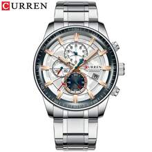 Curren Men's Multifunctional Countdown Wristwatch With Waterproof Stainless Steel Strap - White - View 2