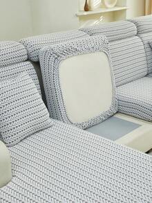 1入組提花雙色離子沙發套,簡約風格彈性伸展座墊和靠背套,適用於全年,寵物防護和防汙 - 灰色 - 查看 5