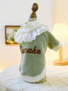 1 Quần Áo Thú Cưng Cho Chó Và Mèo, Trang Phục Mới Cho Thú Cưng Mùa Xuân Và Hè, Quần Áo Hai Chân Cổ Ren Và Áo Thiết Kế Bánh Thêu - Xanh Lá - màu xanh lá - Xem 8