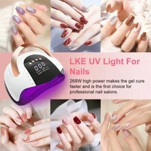 LKE UV Nail Lamp 268W Gel Nail Lamp Nail Dryer UV Lamps For Gel Nails, LED Nail Lamp With Automatic Sensor / 4 Timer Setting, Home And Salon