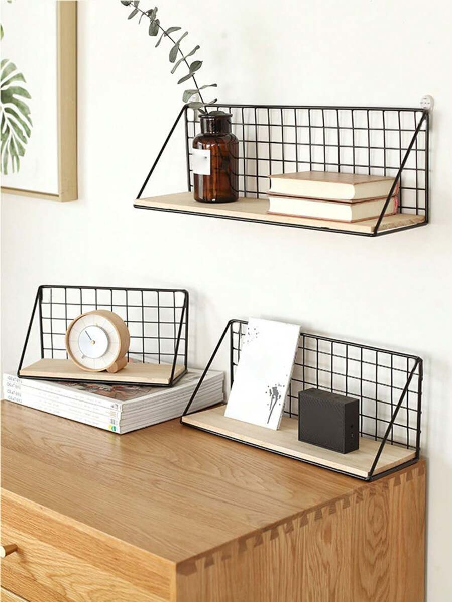 1pc No Drill Wall Shelf For Bedroom, Bedroom, Hang Basket Dormitory Storage Rack SHEIN ASIA